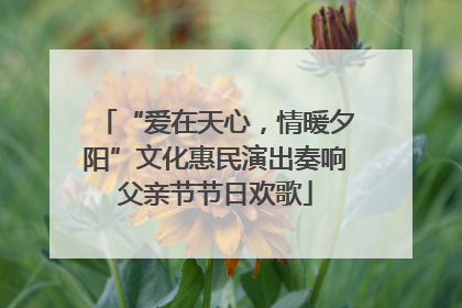 “爱在天心，情暖夕阳”文化惠民演出奏响父亲节节日欢歌