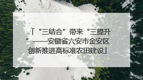 “三结合”带来“三提升”——安徽省六安市金安区创新推进高标准农田建设