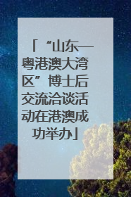 “山东—粤港澳大湾区”博士后交流洽谈活动在港澳成功举办