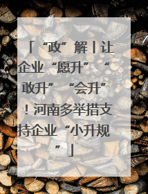 “政”解丨让企业“愿升”“敢升”“会升”！河南多举措支持企业“小升规”