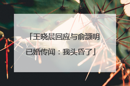 王晓晨回应与俞灏明已婚传闻：我头昏了