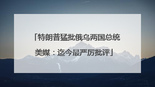 特朗普猛批俄乌两国总统 美媒：迄今最严厉批评