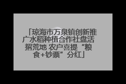 琼海市万泉镇创新推广水稻种植合作社盘活撂荒地 农户喜提“粮食+钞票”分红