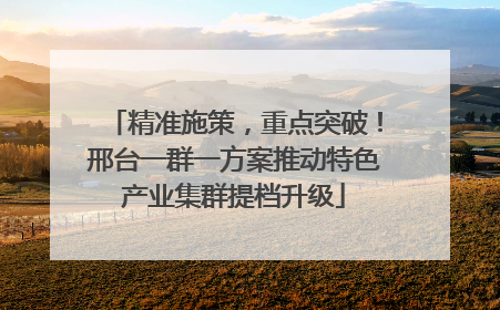 精准施策，重点突破！邢台一群一方案推动特色产业集群提档升级