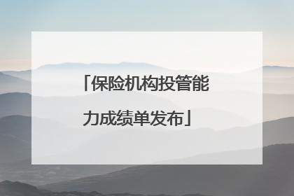 保险机构投管能力成绩单发布