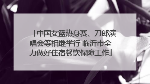 中国女篮热身赛、刀郎演唱会等相继举行 临沂市全力做好住宿餐饮保障工作
