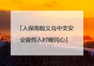 人保寿险义乌中支安全宣传入村暖民心