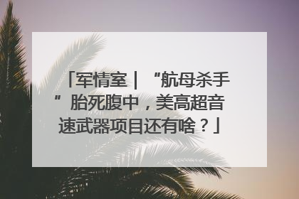 军情室｜“航母杀手”胎死腹中，美高超音速武器项目还有啥？