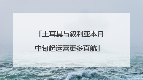土耳其与叙利亚本月中旬起运营更多直航