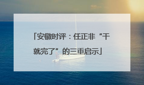 安徽时评：任正非“干就完了”的三重启示