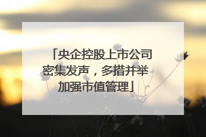 央企控股上市公司密集发声，多措并举加强市值管理
