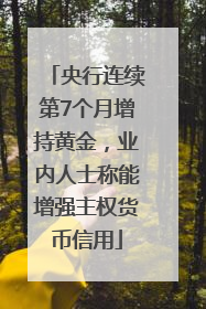 央行连续第7个月增持黄金，业内人士称能增强主权货币信用