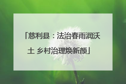 慈利县：法治春雨润沃土 乡村治理焕新颜