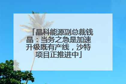 晶科能源副总裁钱晶：当务之急是加速升级既有产线，沙特项目正推进中