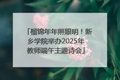 榴锦年年照眼明！新乡学院举办2025年教师端午主题诗会