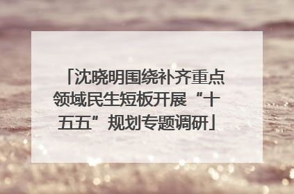 沈晓明围绕补齐重点领域民生短板开展“十五五”规划专题调研