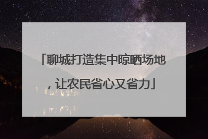 聊城打造集中晾晒场地，让农民省心又省力