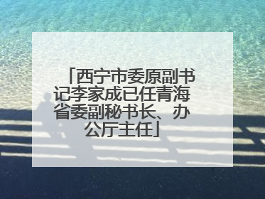 西宁市委原副书记李家成已任青海省委副秘书长、办公厅主任
