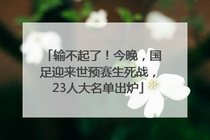 输不起了！今晚，国足迎来世预赛生死战，23人大名单出炉
