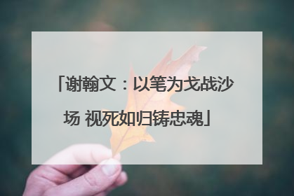 谢翰文：以笔为戈战沙场 视死如归铸忠魂