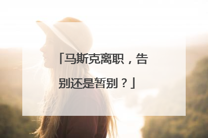 马斯克离职，告别还是暂别？