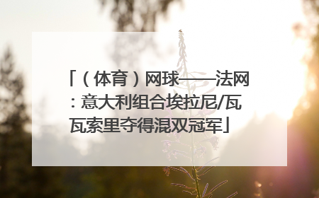 （体育）网球——法网：意大利组合埃拉尼/瓦瓦索里夺得混双冠军